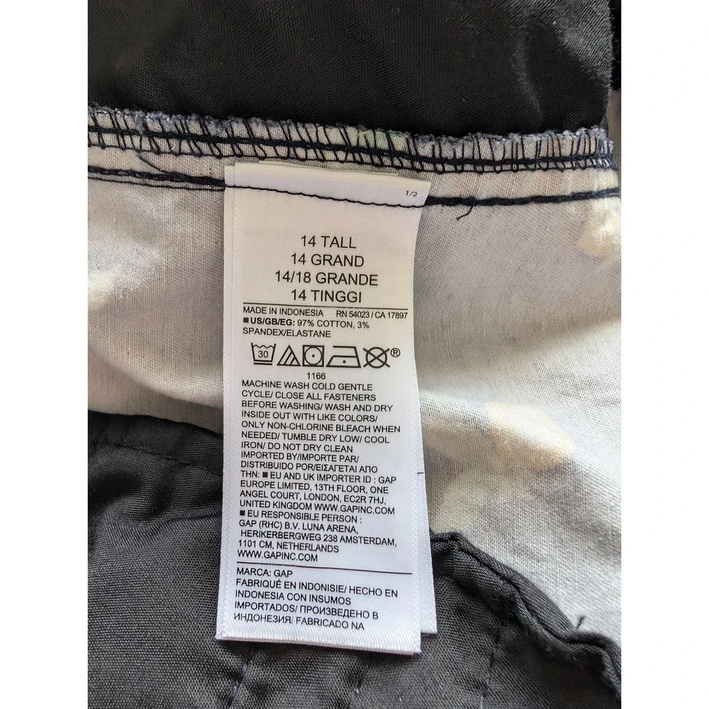 Gap Womens Navy Blue Lemon‎ Print Downtown Khaki Shorts 14 Tall Summer Preppy